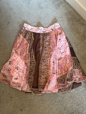 Limited Too Pink and Brown Patchwork Circle Skirt